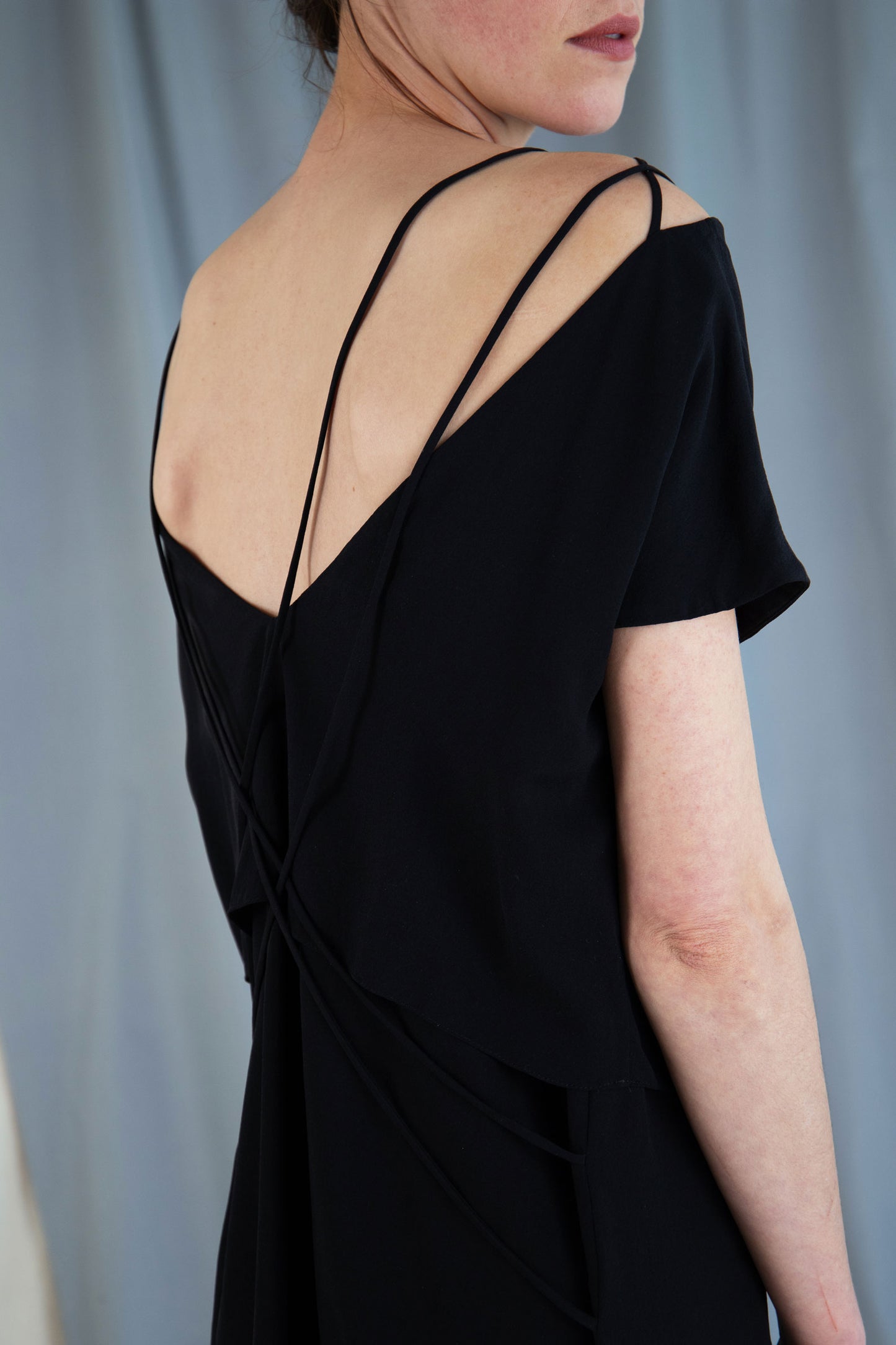 Silk shift mini dress - Black in XS by VIMPELOVA