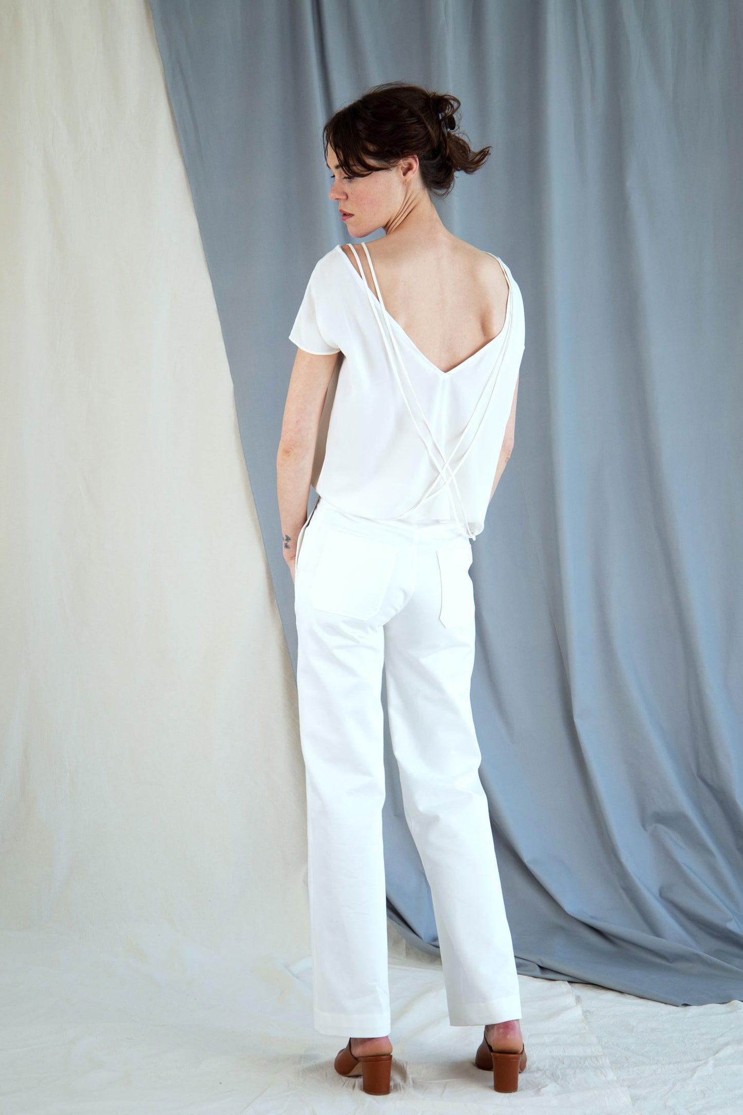 Silk Chiffon V-neck Top - Ivory in Extra small by VIMPELOVA