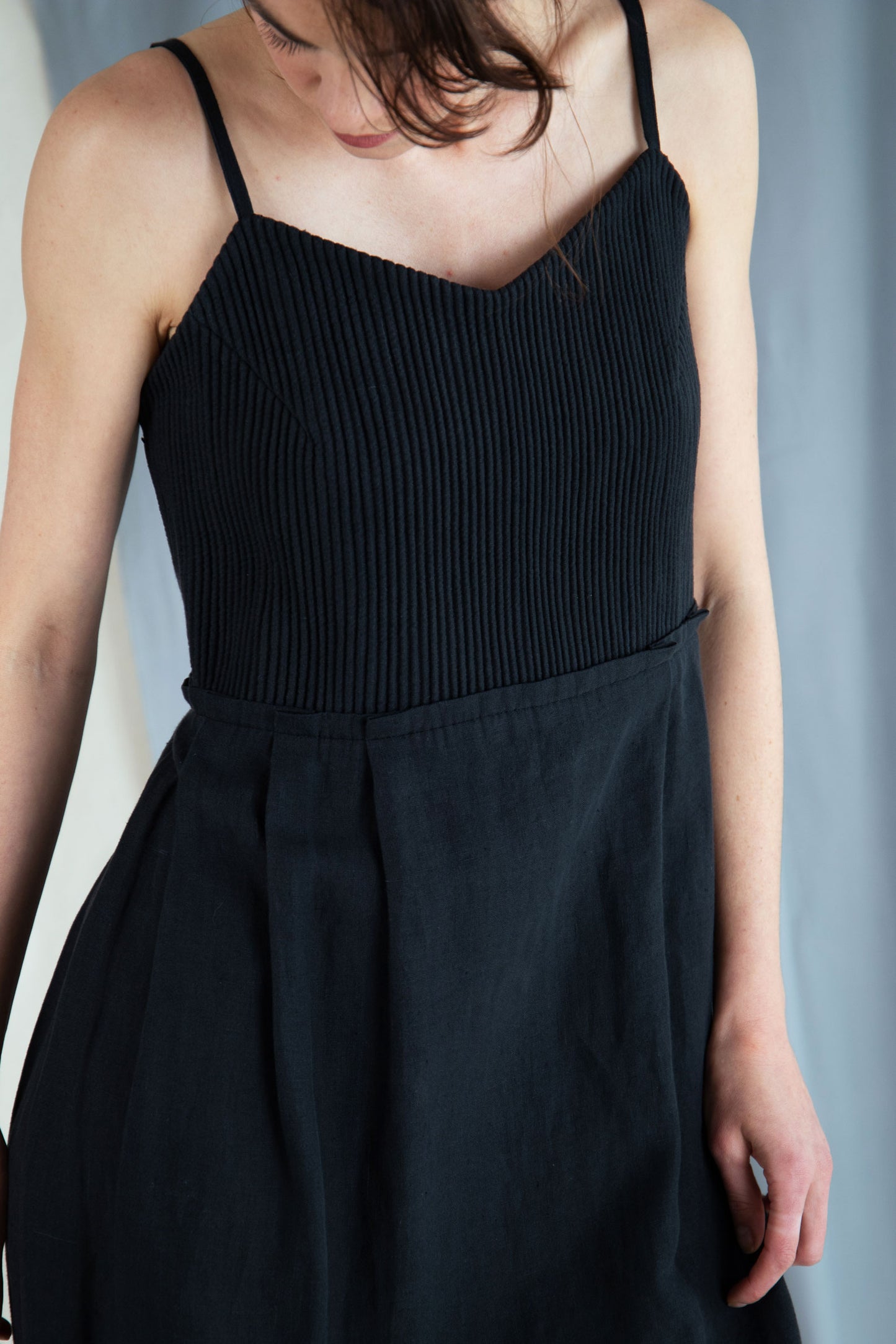 Corded linen midi dress - Black in  S by VIMPELOVA