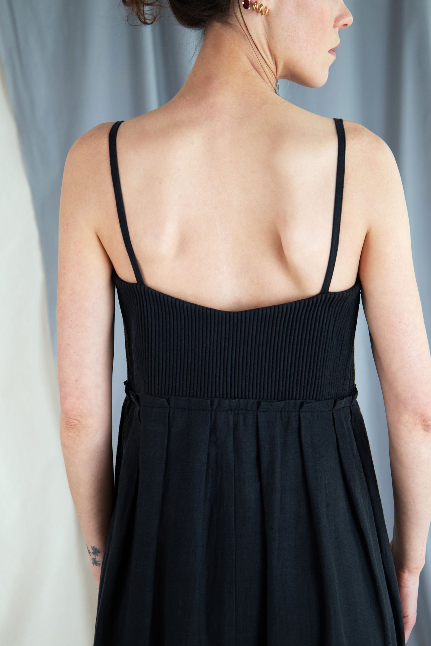 Corded linen midi dress - Black in S by VIMPELOVA