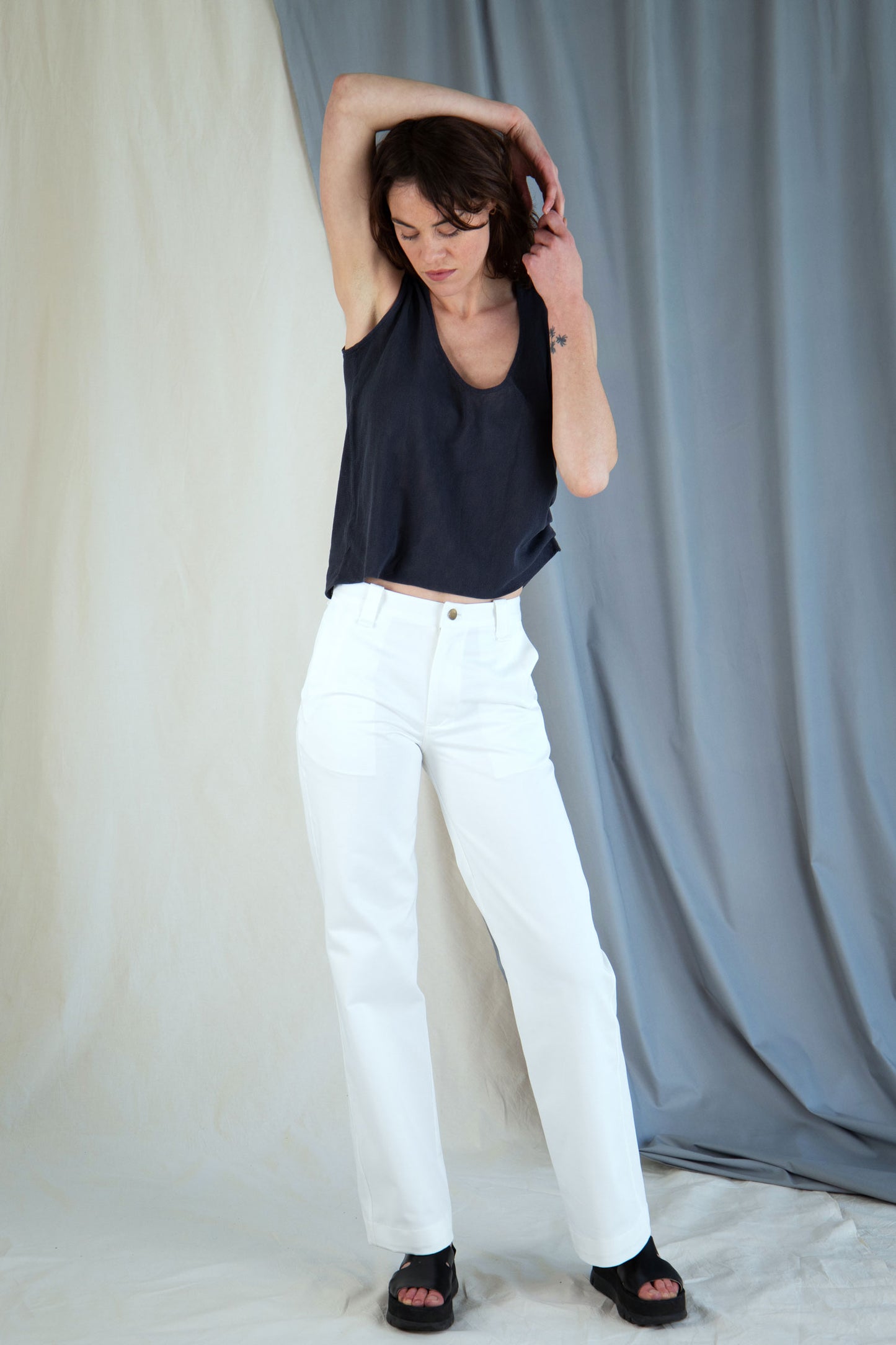 Straight fit cotton trousers - White in 34 by VIMPELOVA