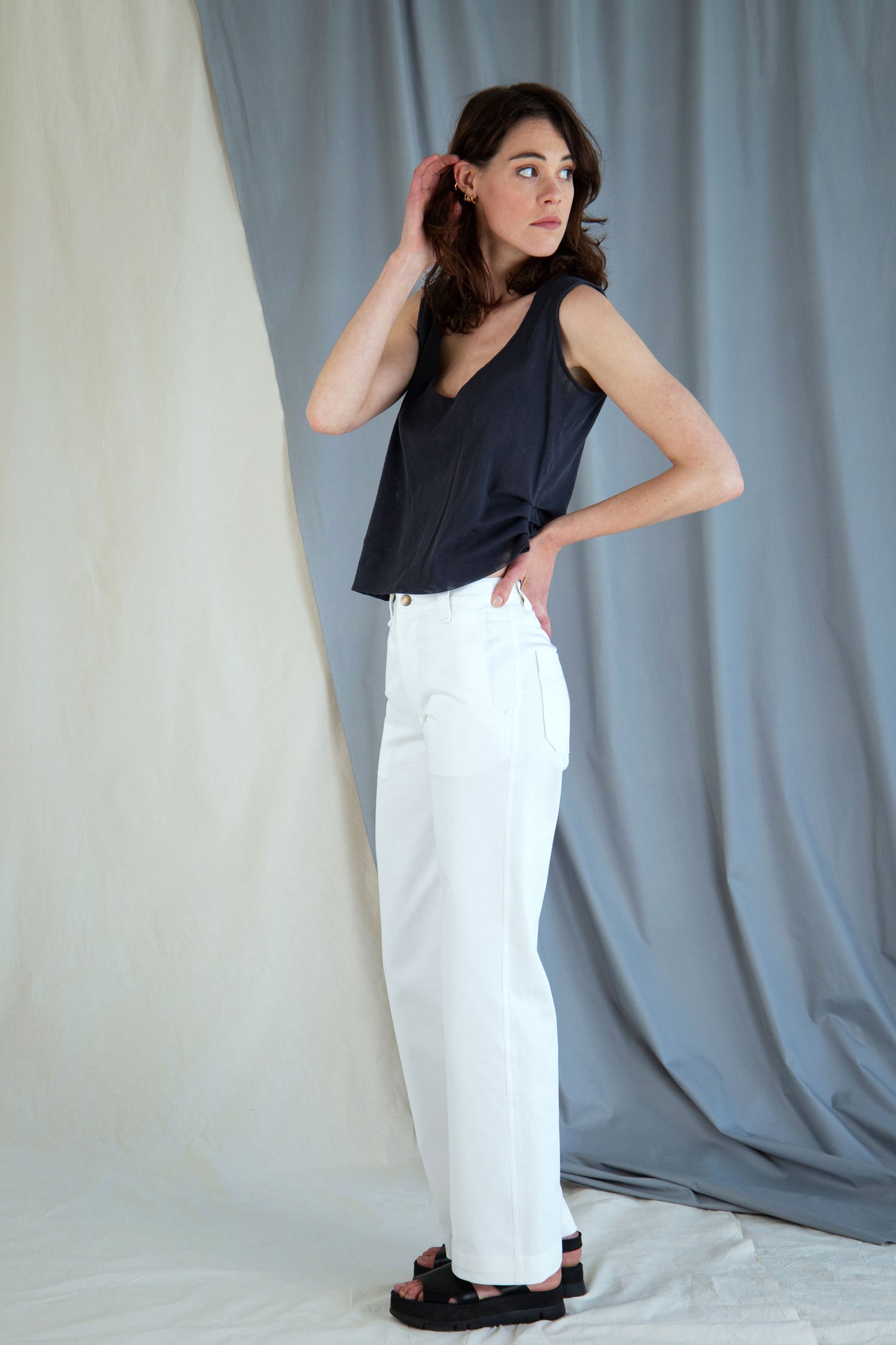 Straight fit cotton trousers - White in  34 by VIMPELOVA