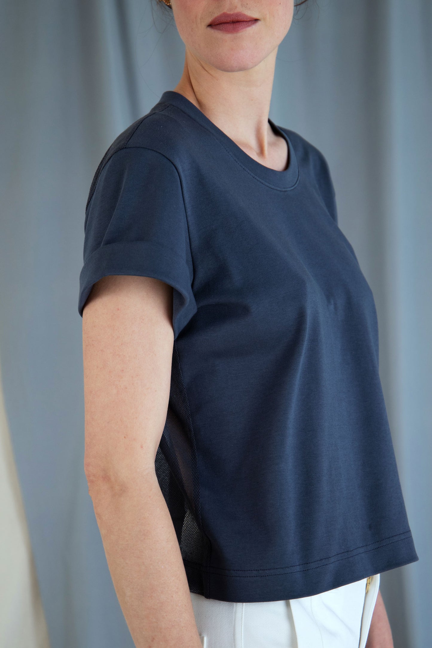 T-shirt with mesh back - Slate blue in XS by VIMPELOVA