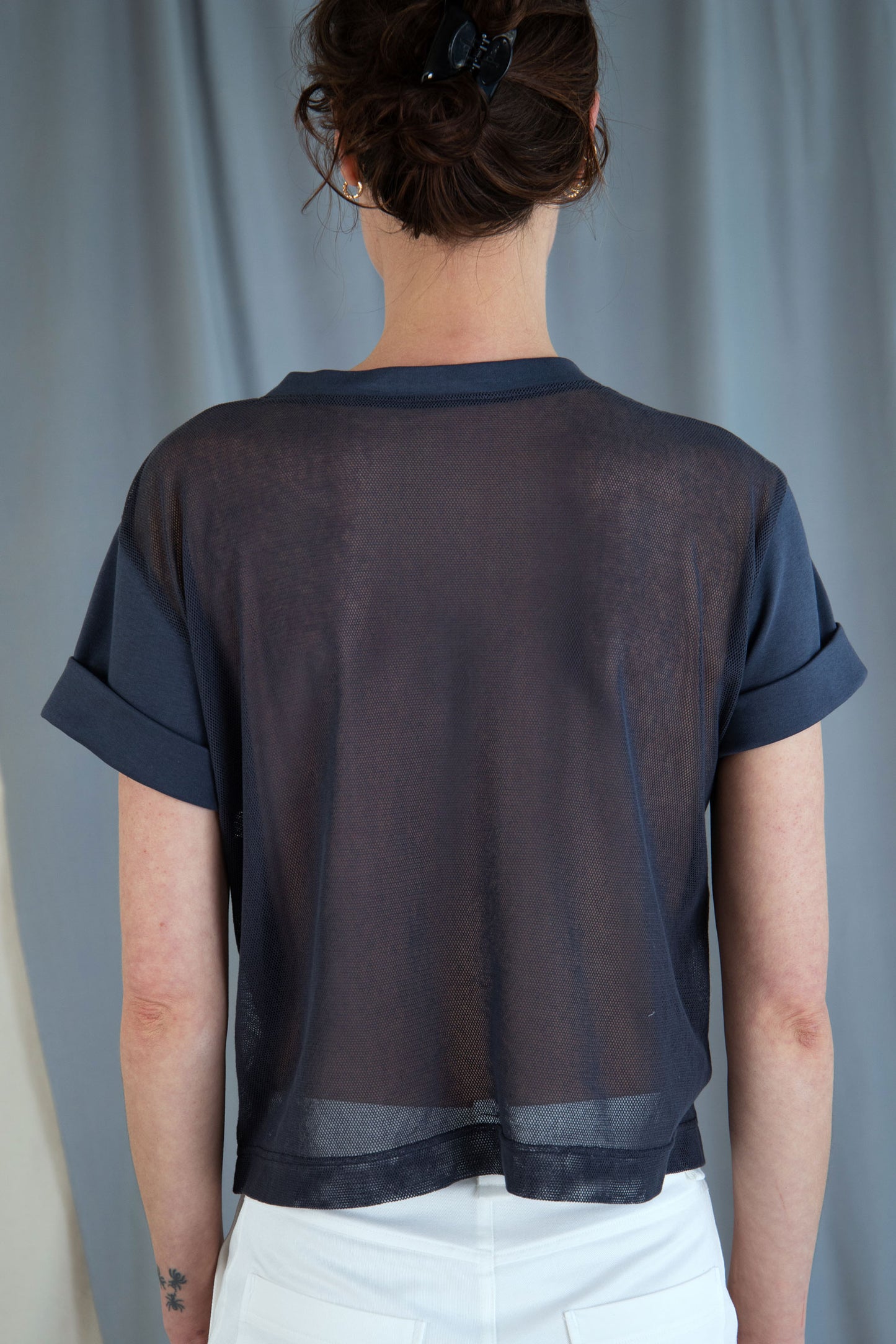 T-shirt with mesh back - Slate blue in  XS by VIMPELOVA