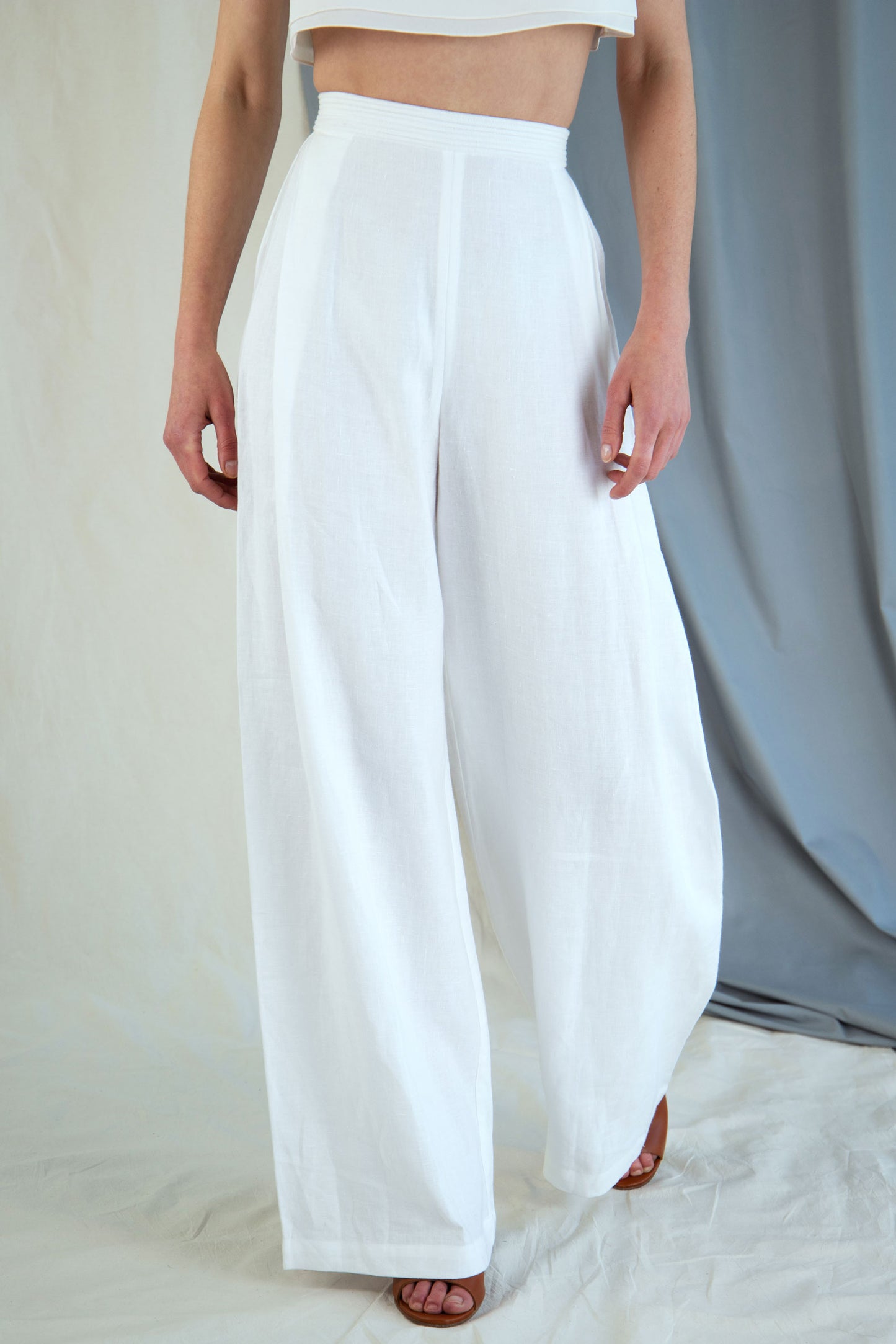 High-rise linen trousers - White in XS by VIMPELOVA