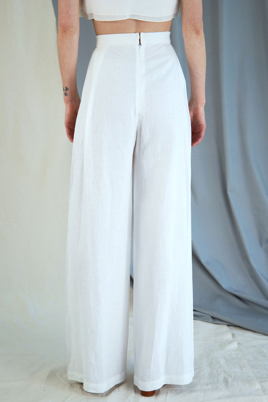 High-rise linen trousers - White in  XS by VIMPELOVA