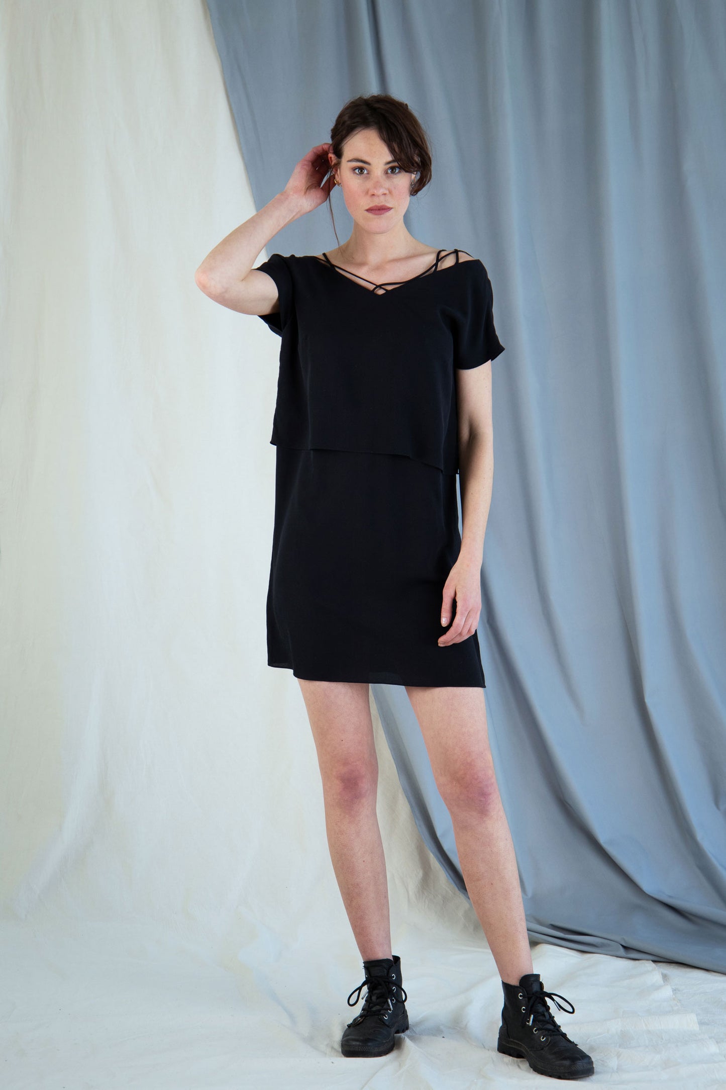 Silk shift mini dress - Black in XS by VIMPELOVA