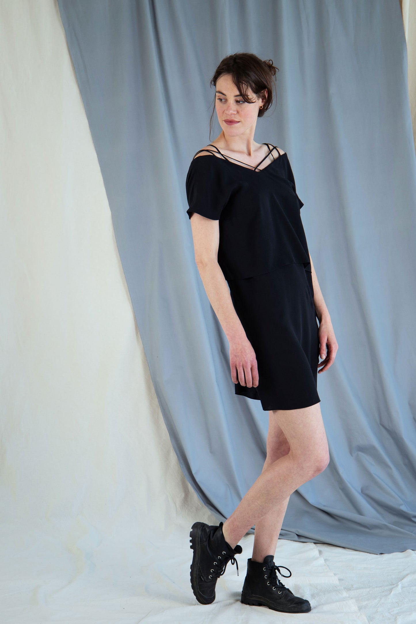 Silk shift mini dress - Black in  XS by VIMPELOVA