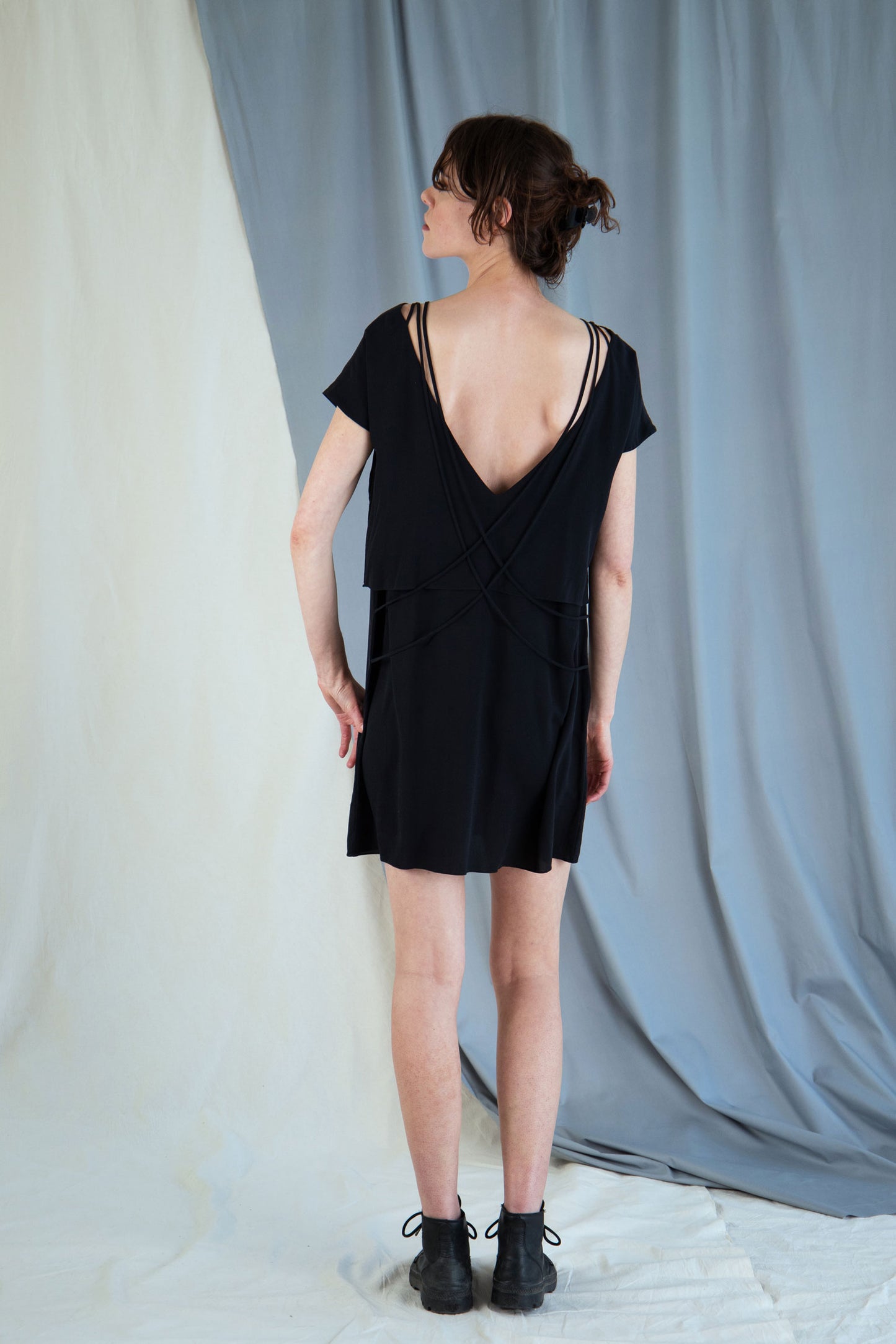 Silk shift mini dress - Black in  XS by VIMPELOVA