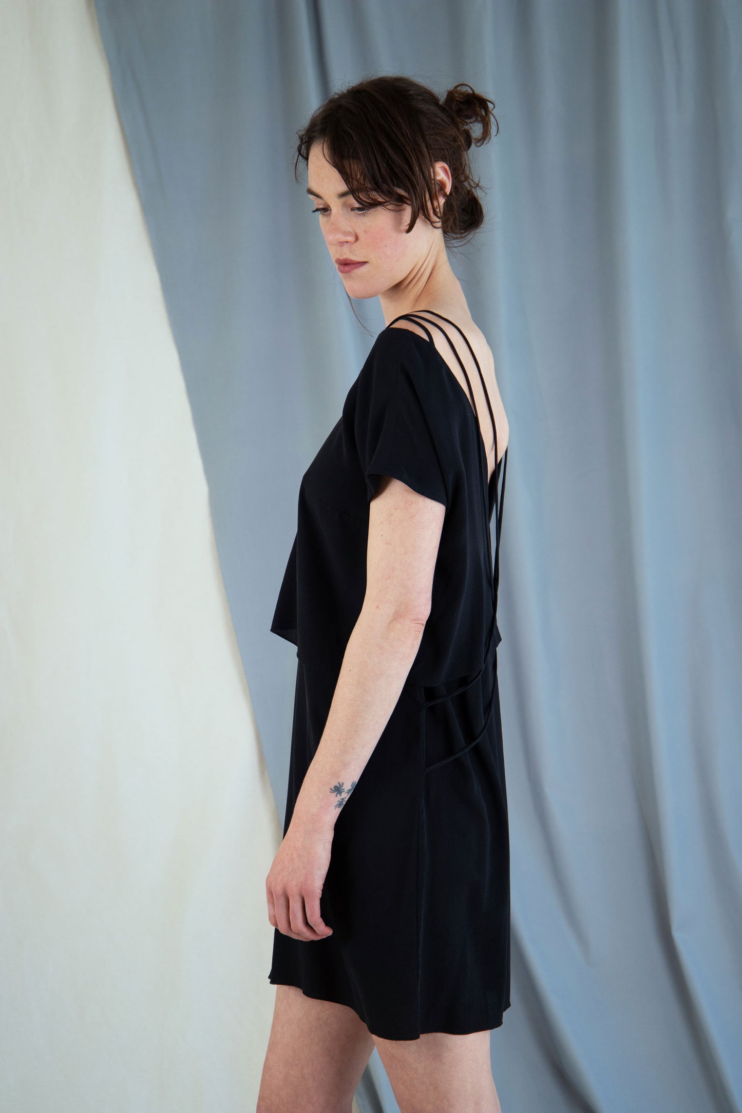 Silk shift mini dress - Black in XS by VIMPELOVA