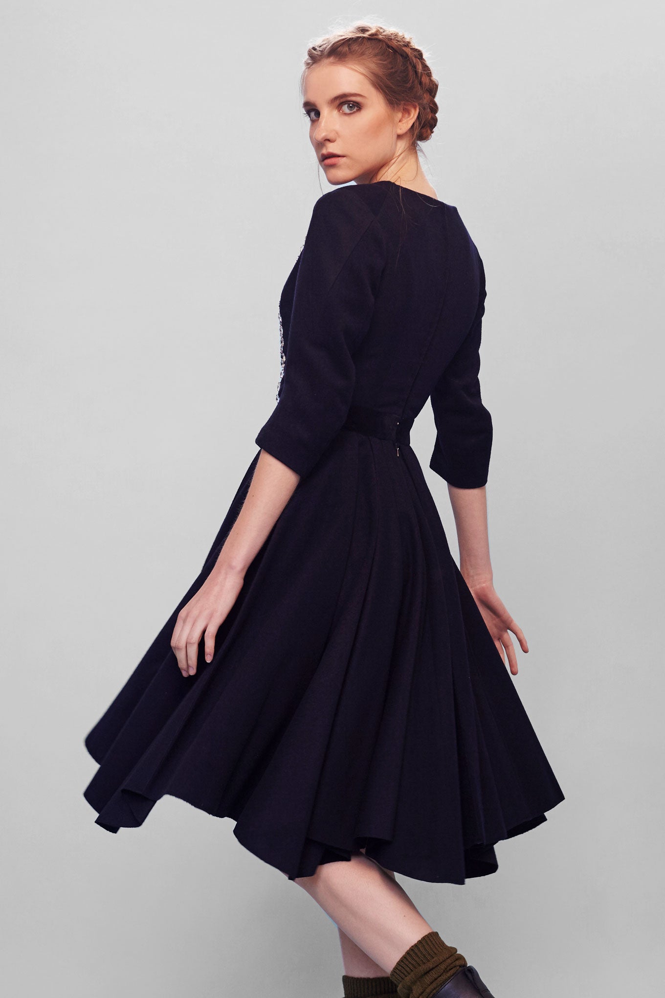 MAJA wool dress - Navy blue