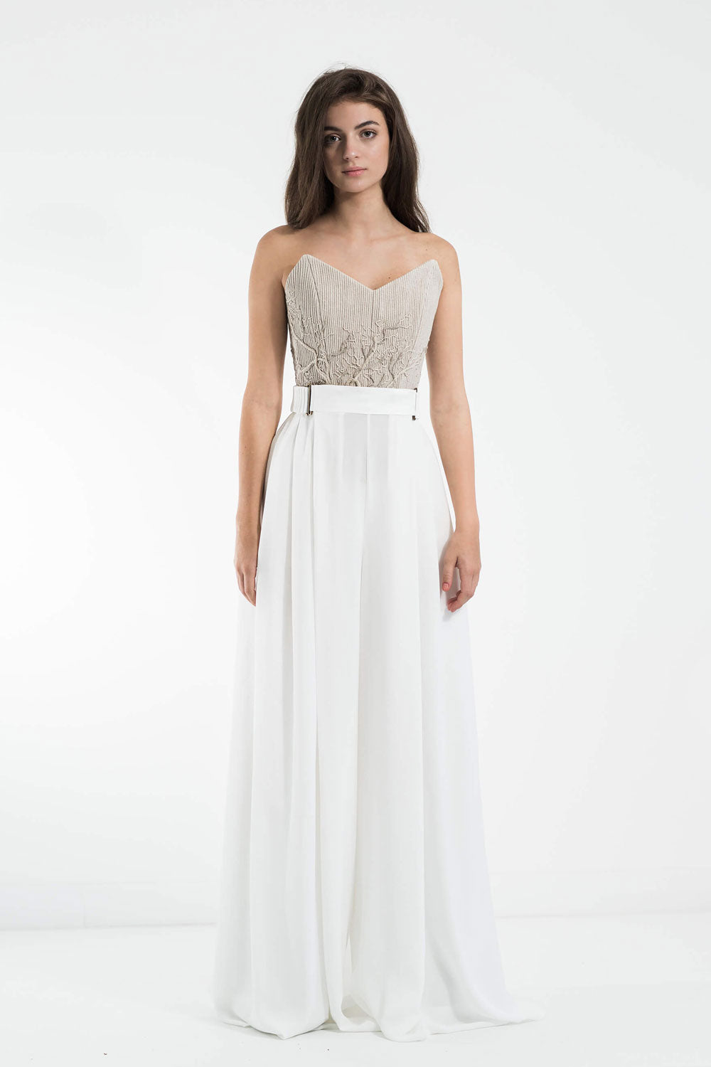 Linen corset with embroidery - Sand beige in XS/S by VIMPELOVA