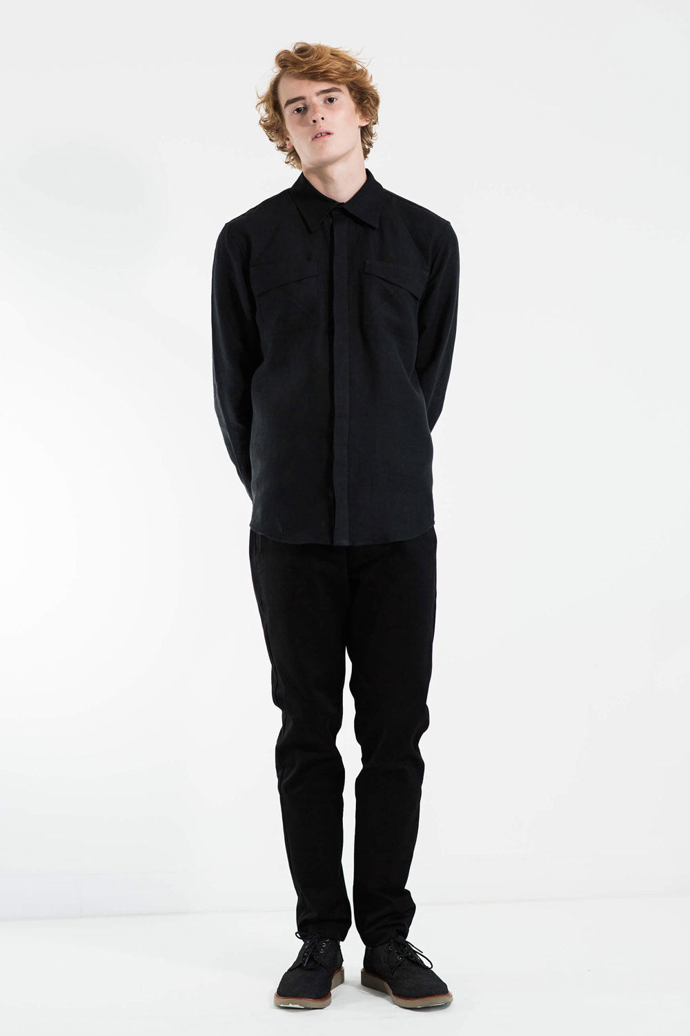 Relaxed fit linen shirt - Black in 36 by VIMPELOVA