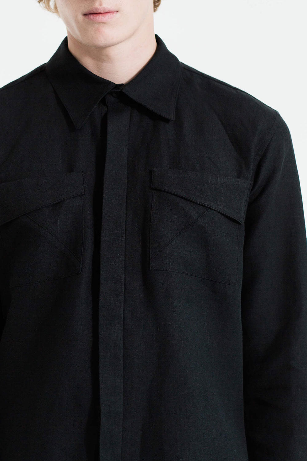 Relaxed fit linen shirt - Black in  36 by VIMPELOVA