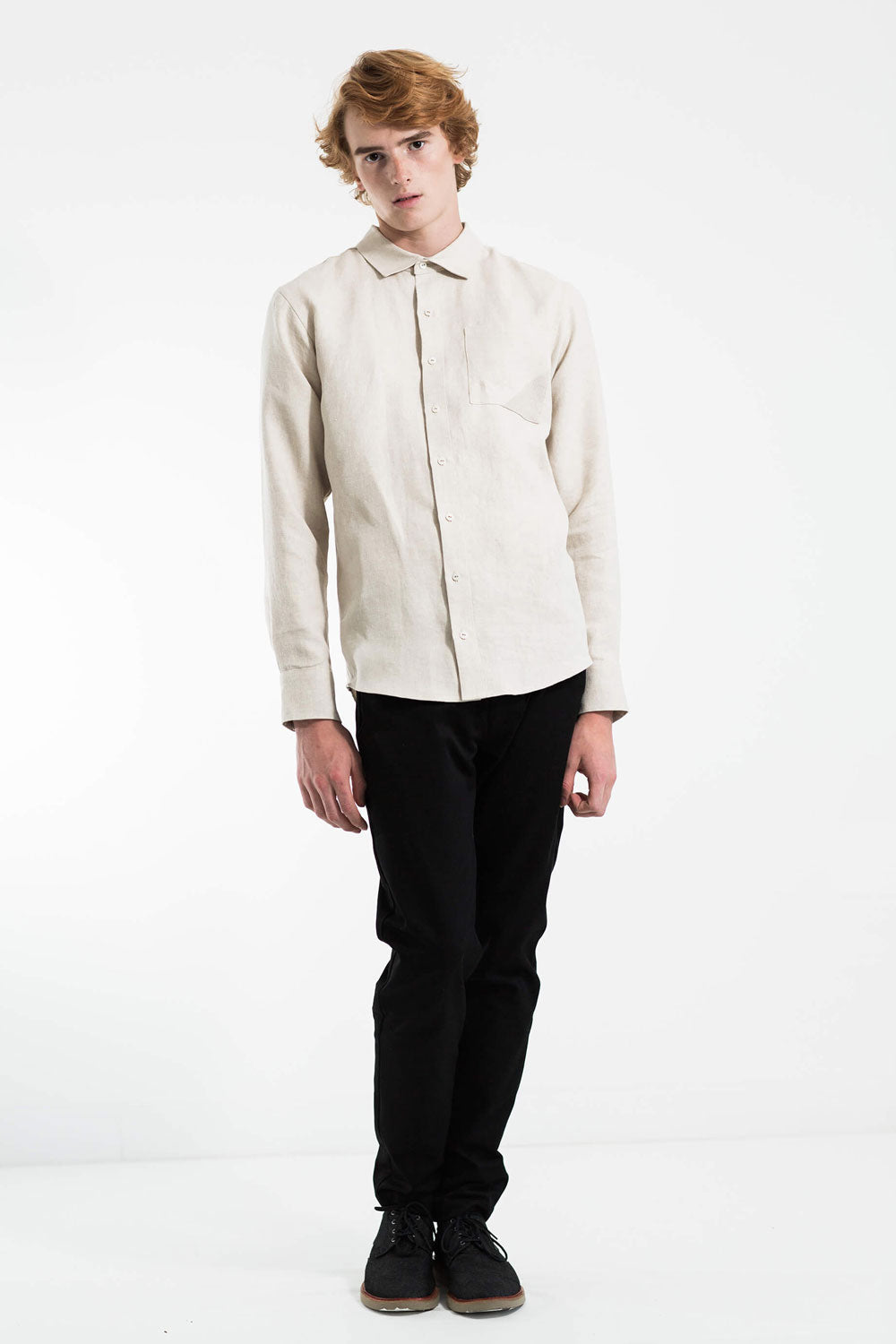 Linen shirt with pocket - Sand Beige in 36 by VIMPELOVA