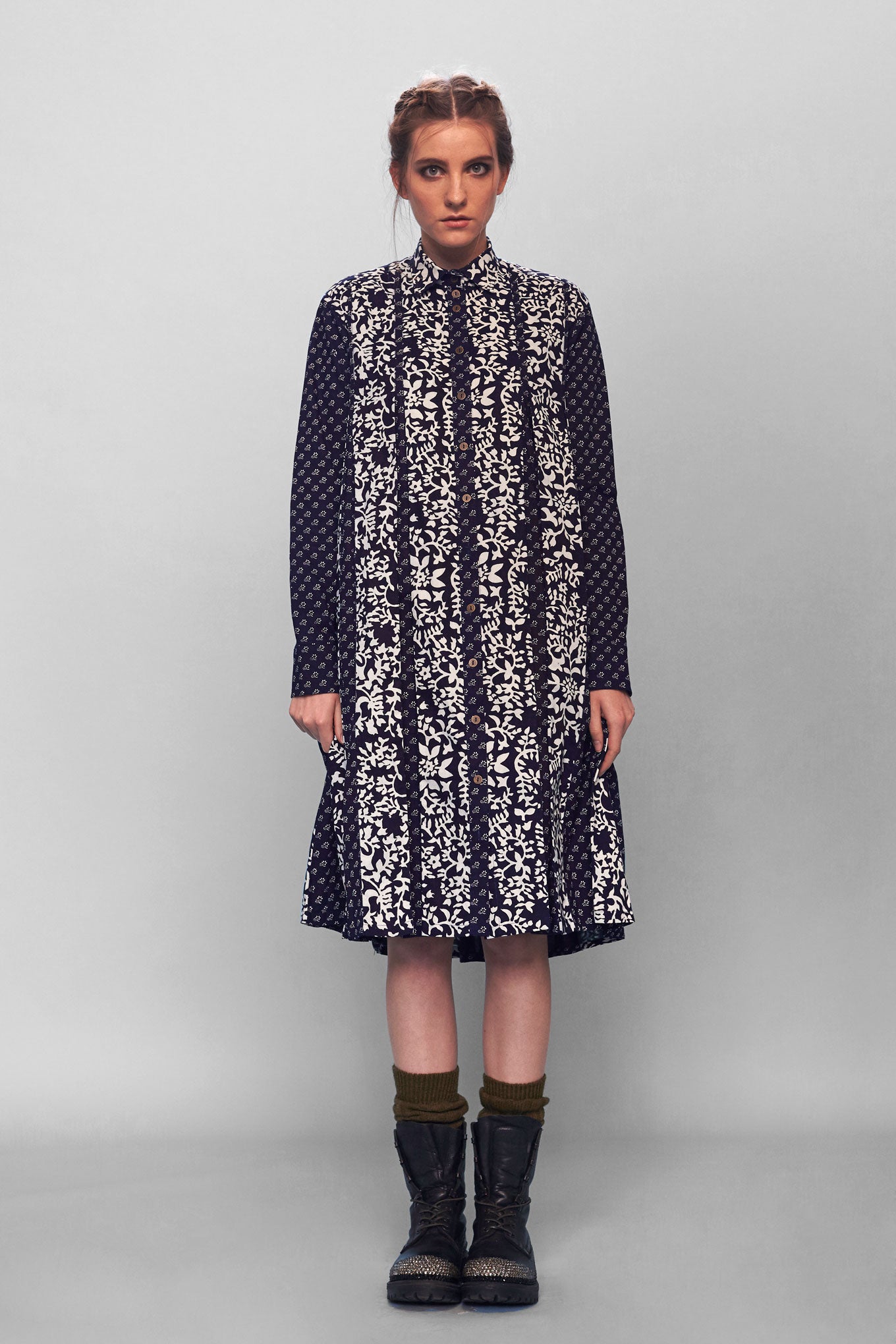 AGATA shirt dress - Indigo print