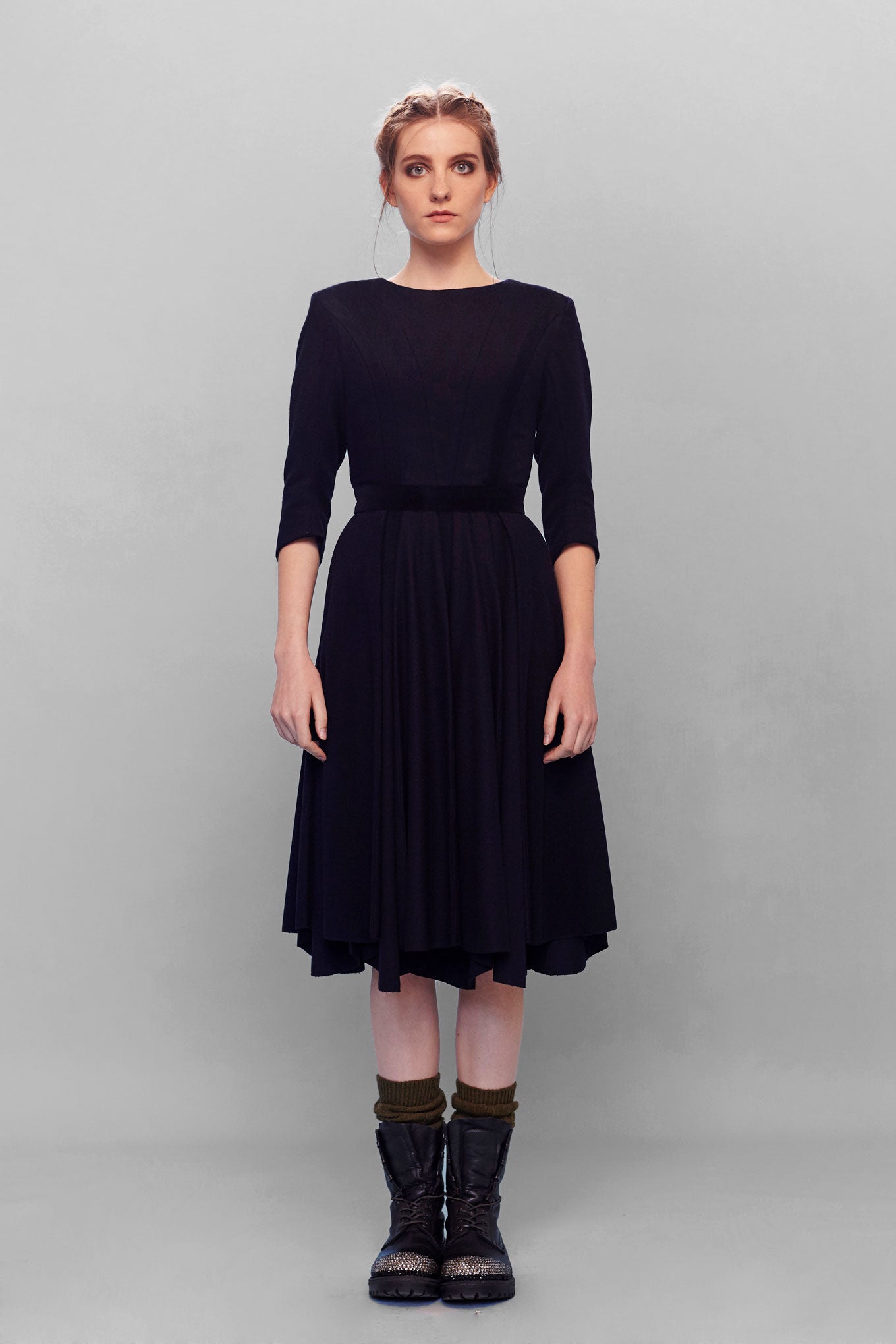 MAJA wool dress - Navy blue