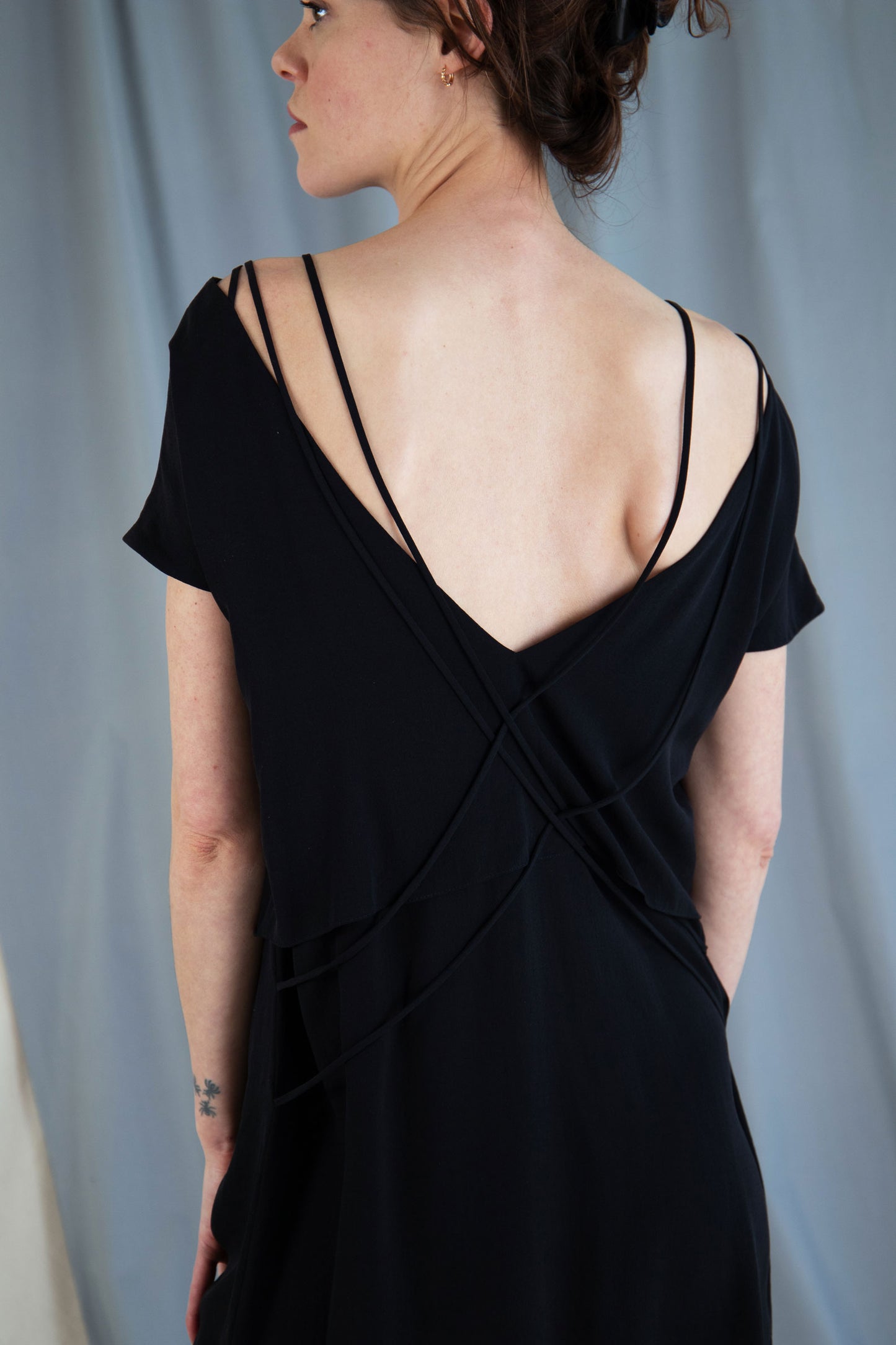 Silk shift mini dress - Black in  XS by VIMPELOVA