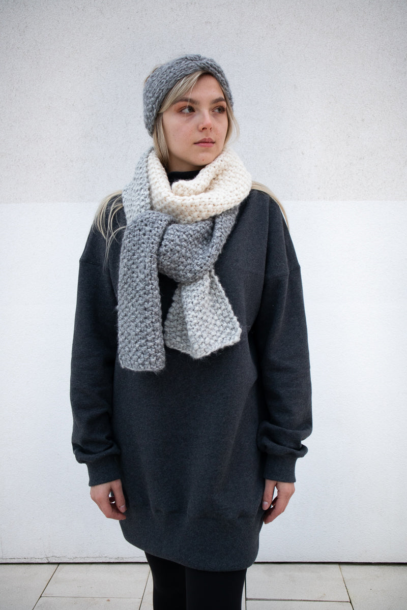 Hand knitted headband - Medium grey in   by VIMPELOVA
