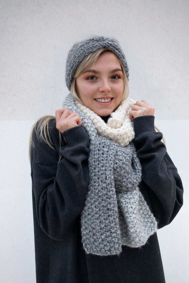 Hand knitted headband - Medium grey in   by VIMPELOVA