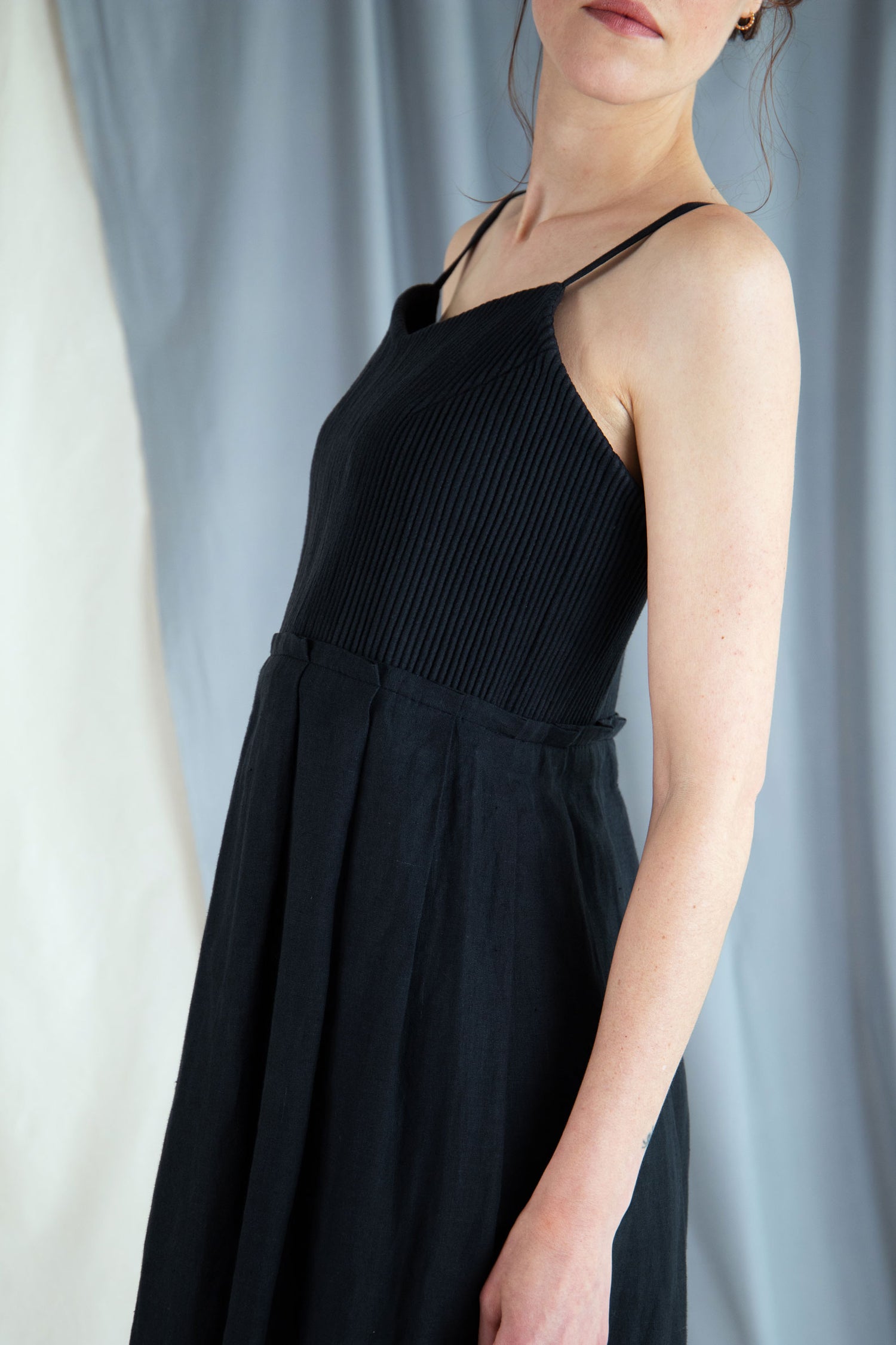 Corded linen midi dress - Black in  S by VIMPELOVA