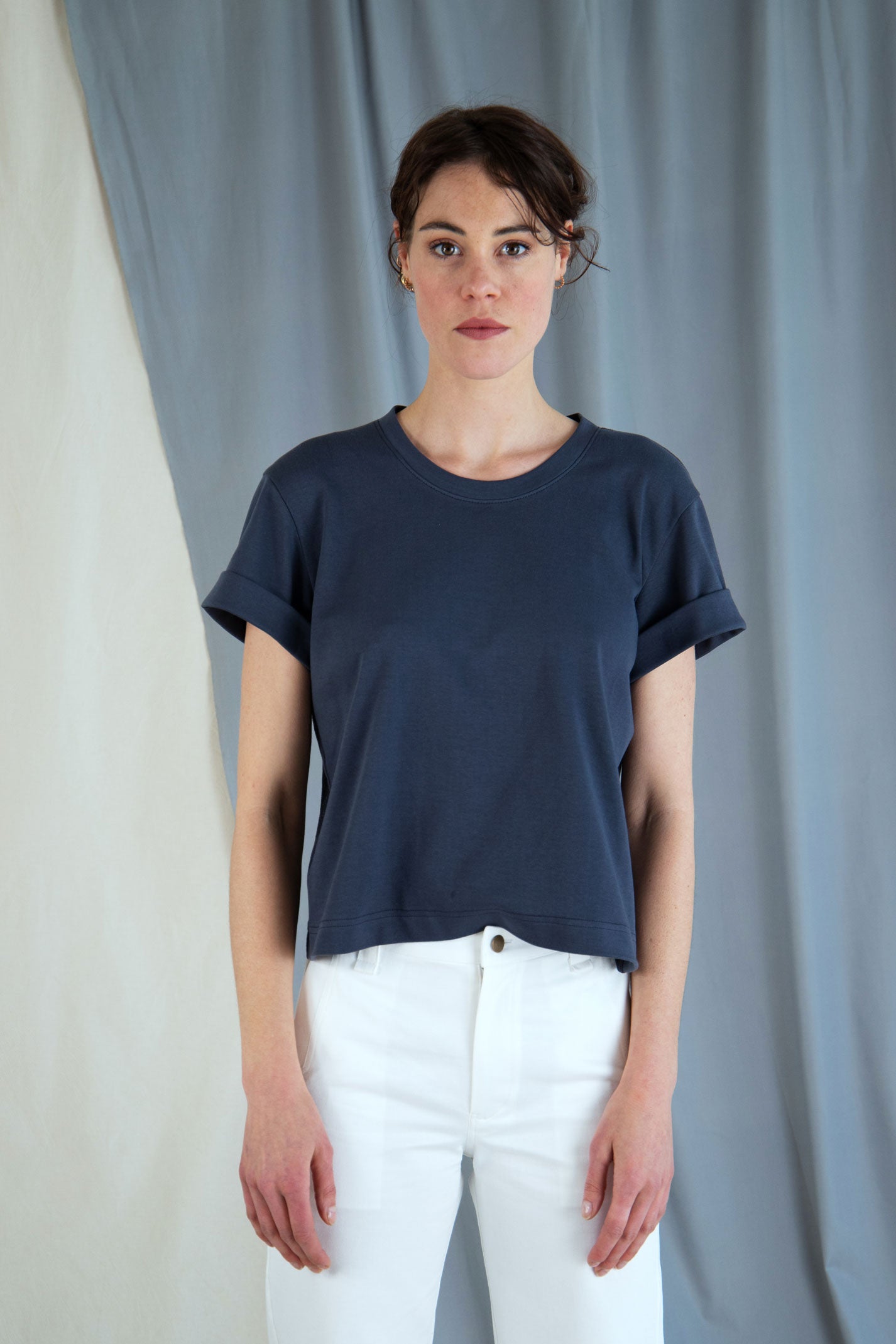 T-shirt with mesh back - Slate blue in  XS by VIMPELOVA