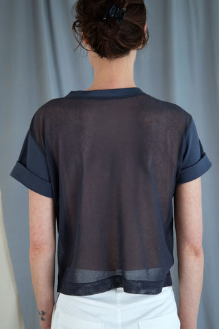T-shirt with mesh back - Slate blue in  XS by VIMPELOVA