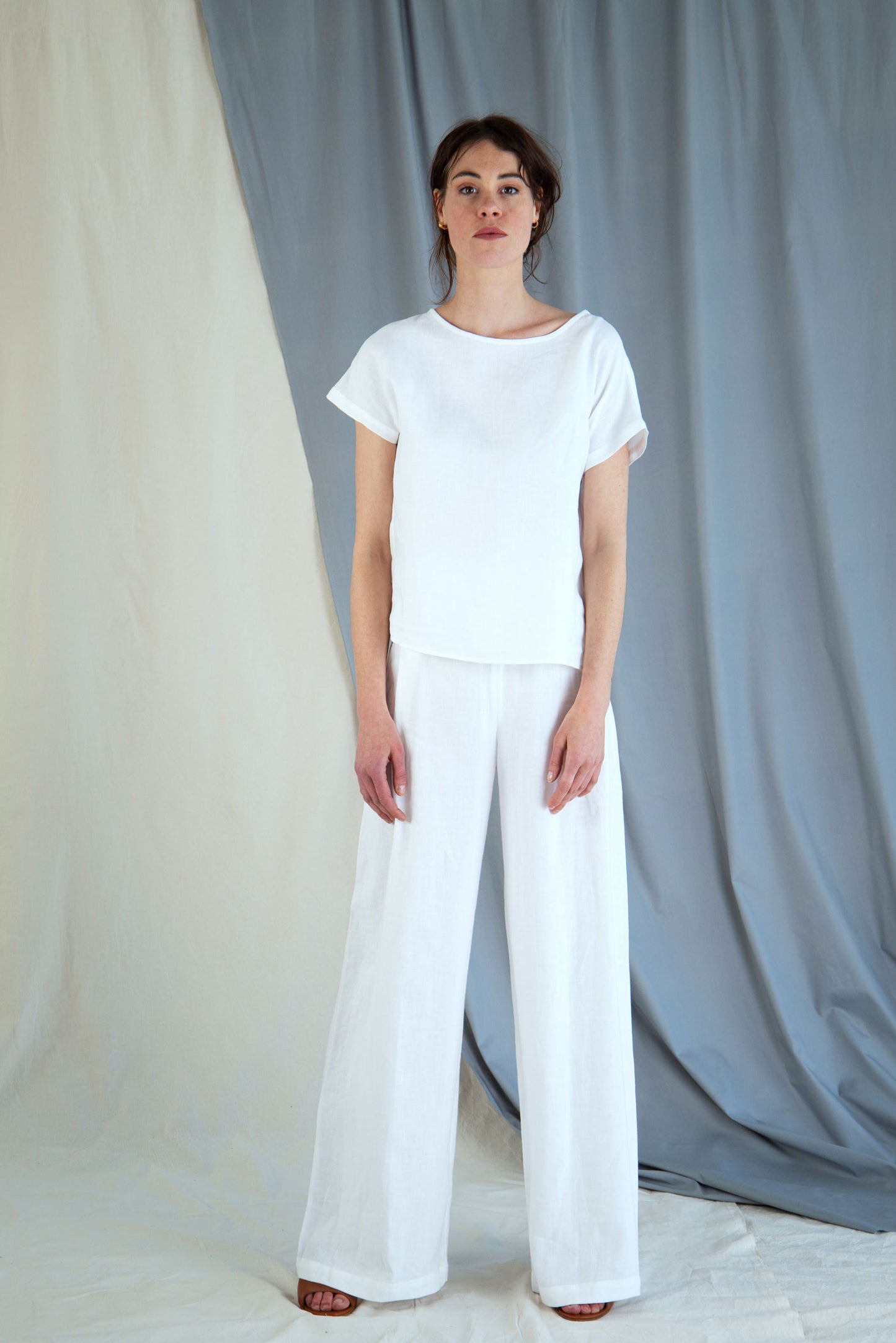 Drop shoulder linen top - White in  XS by VIMPELOVA