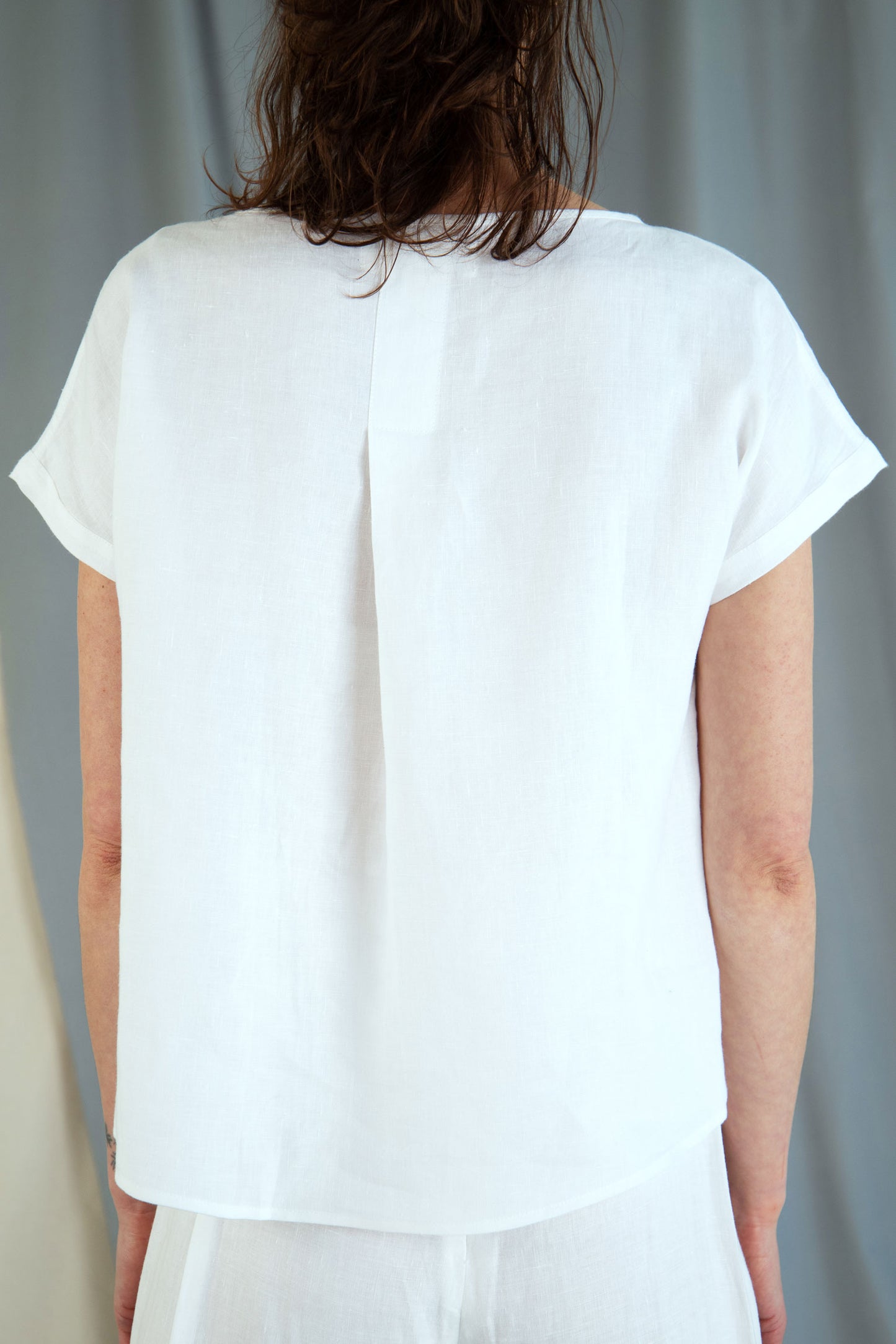 Drop shoulder linen top - White in  XS by VIMPELOVA