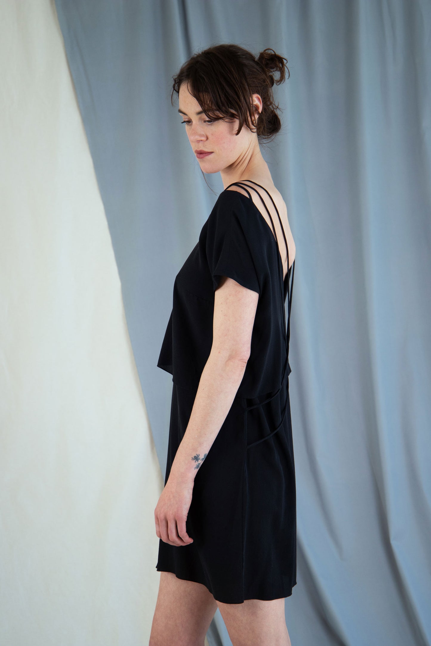 Silk shift mini dress - Black in  XS by VIMPELOVA